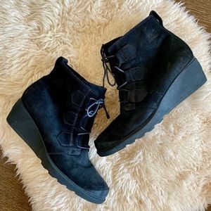 Sorel “Toronto” black suede leather wedge boots